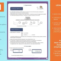 Graficzna wersja umowy najmu okazjonalnego w stylu Legal Design. Dokument zawiera sekcje z zapewnieniami wynajmującego i najemcy.
