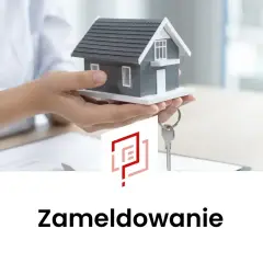 Ręce trzymają model domu i klucze. Czy najemca może zameldować kogoś? Zameldownie.