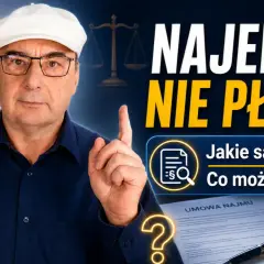 Mężczyzna w białej czapce i okularach ostrzega: najemca nie płaci? Sprawdź przepisy i dowiedz się, co możesz zrobić.