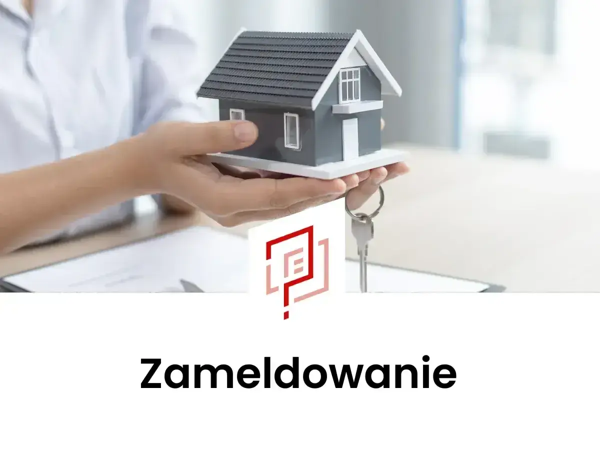 Ręce trzymają model domu i klucze. Czy najemca może zameldować kogoś? Zameldownie.