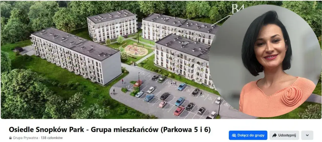 Osiedle Snopków Park: nowoczesne bloki mieszkalne otoczone zielenią, plac zabaw i parking. Grupa mieszkańców zaprasza do wspólnoty.