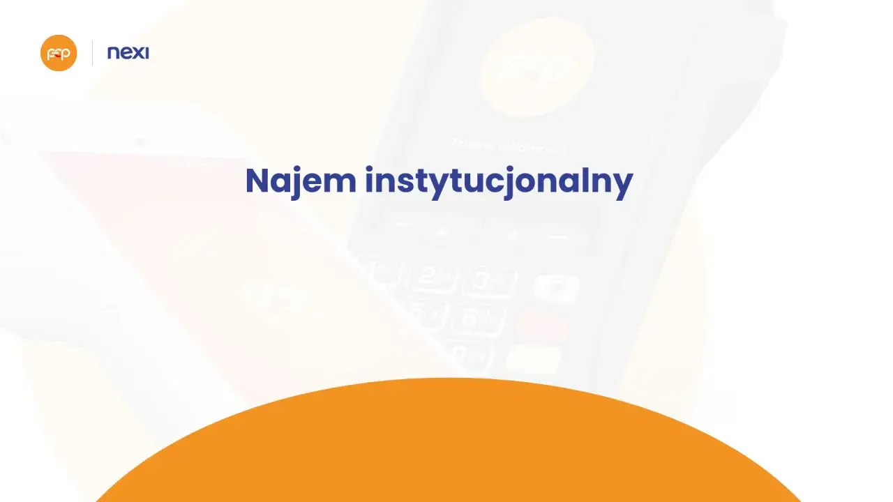 Terminal płatniczy Nexi z napisem "Najem instytucjonalny".