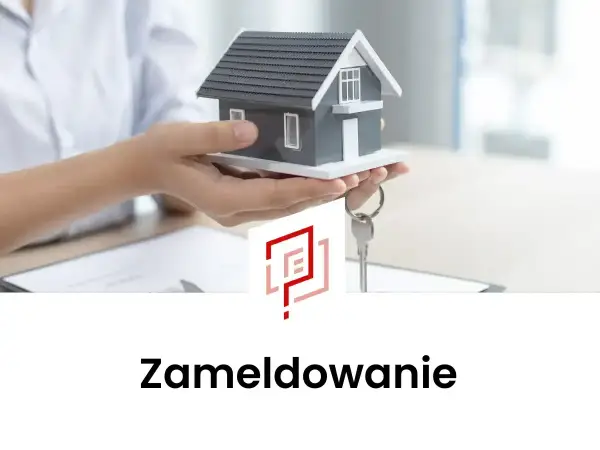 Ręce trzymają model domu i klucze. Czy najemca może zameldować kogoś? Zameldownie.